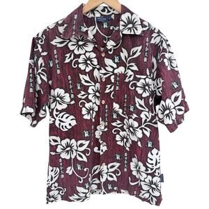 Sideout Hawaiian Shirt Mens Medium Floral Button Up Tropical Camp Shirt
